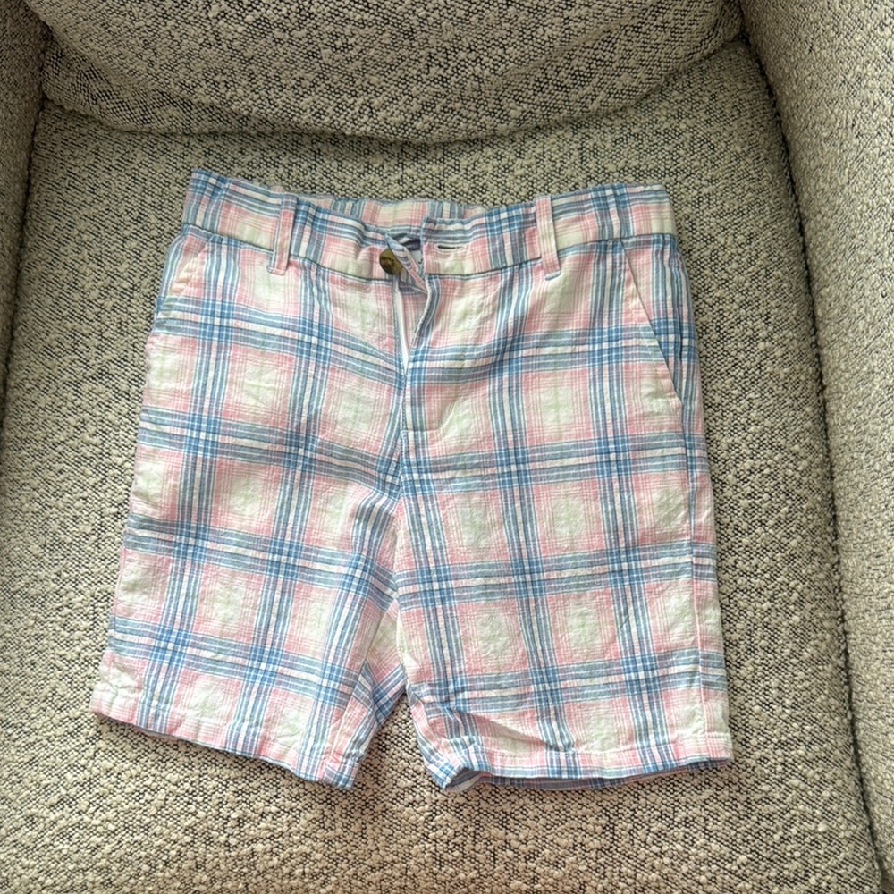 Janie and Jack Plaid Shorts in Pink and Blue